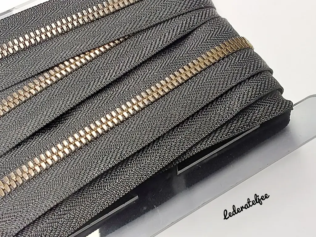 Rits YKK Excella zwart 5 mm Bronzen tandjes 