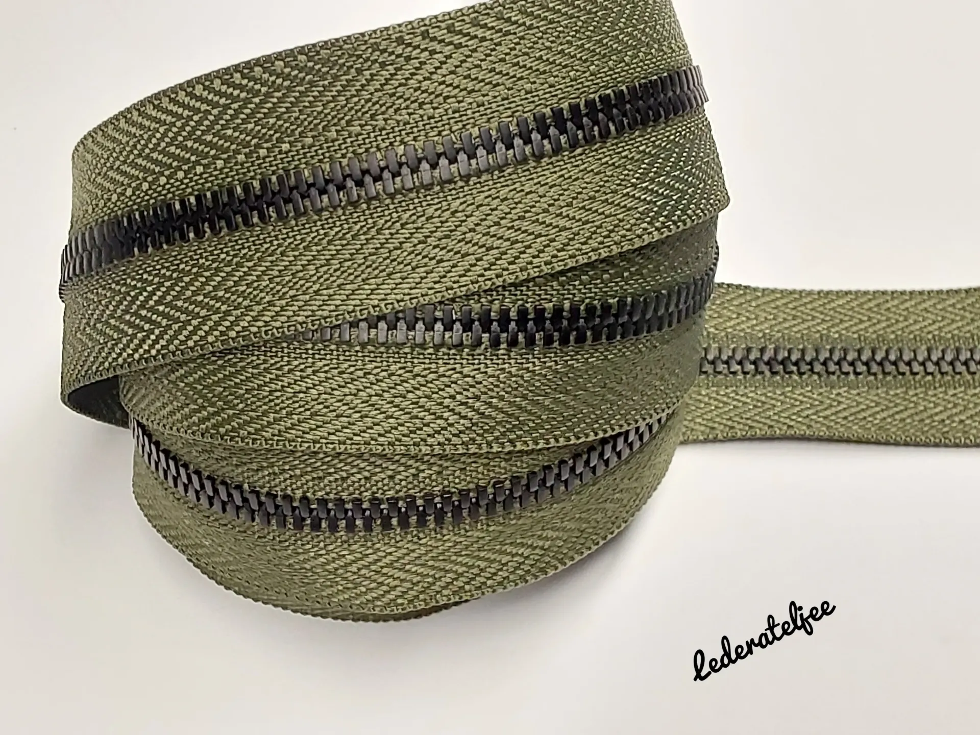 Metalen rits 5mm - Legergroen (geen YKK) (Zwart)